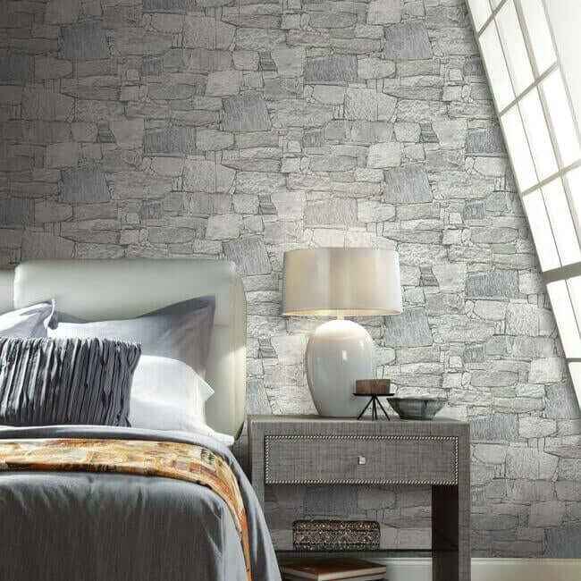 Chateau Stone Grey Peel & Stick Wallpaper - York Wallcoverings - PSW1308RL