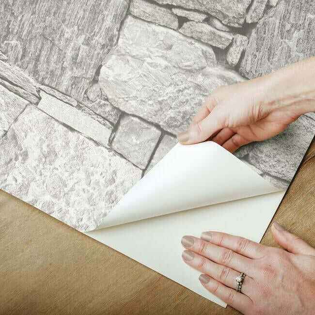 Chateau Stone Grey Peel & Stick Wallpaper - York Wallcoverings - PSW1308RL - York Wallcoverings Wallpaper