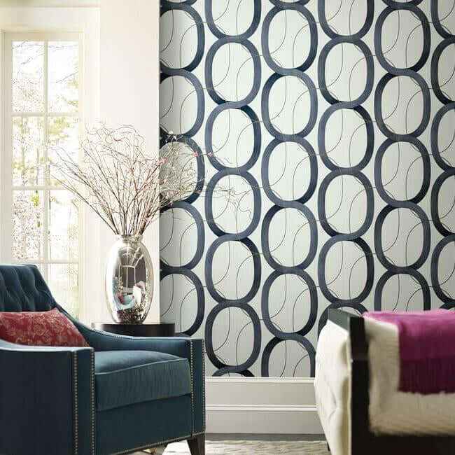 Interlock Navy Wallpaper - York Wallcoverings - OS4215 - York Wallcoverings Wallpaper