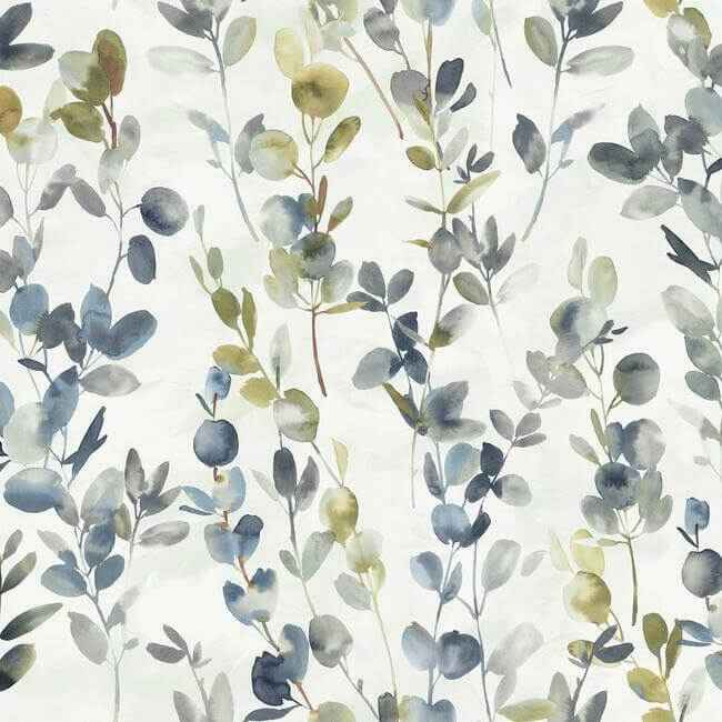 Joyful Eucalyptus Navy Wallpaper - York Wallcoverings - OS4314