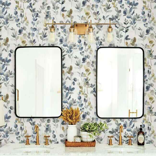 Joyful Eucalyptus Navy Wallpaper - York Wallcoverings - OS4314 - York Wallcoverings Wallpaper