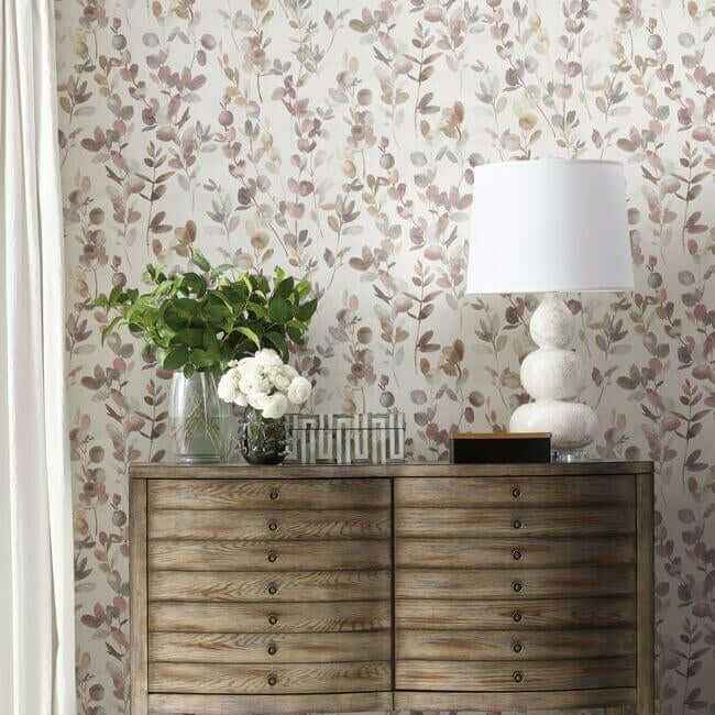 Joyful Eucalpytus Purple Wallpaper - York Wallcoverings - OS4312 - York Wallcoverings Wallpaper