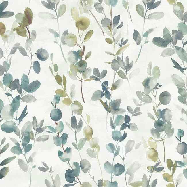 Joyful Eucalyptus Turquoise Wallpaper - York Wallcoverings - OS4313 - York Wallcoverings Wallpaper
