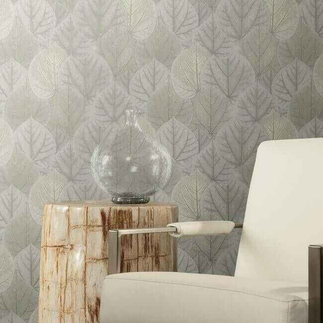 Leaf Concerto Grey Wallpaper - York Wallcoverings - OS4246 - York Wallcoverings Wallpaper