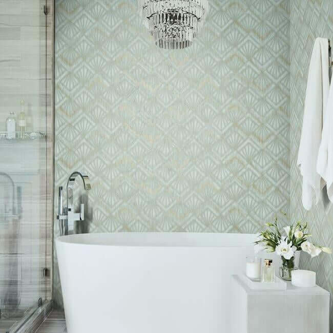 Modern Shell Light Blue Wallpaper - York Wallcoverings - OS4273 - York Wallcoverings Wallpaper