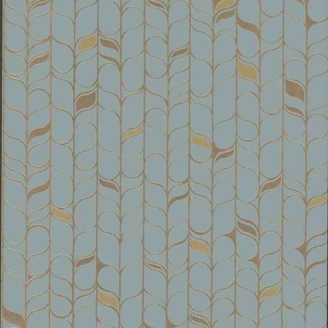 Perfect Petals Blue & Gold Wallpaper - York Wallcoverings - OS4202