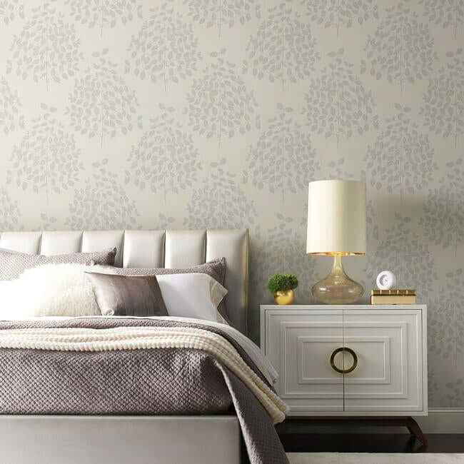 Tender Cream & Silver Wallpaper - York Wallcoverings - OS4251 - York Wallcoverings Wallpaper