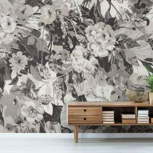Pop Floral Wall Mural Neutral - York Wallcoverings - MU0218M - York Wallcoverings Wallpaper