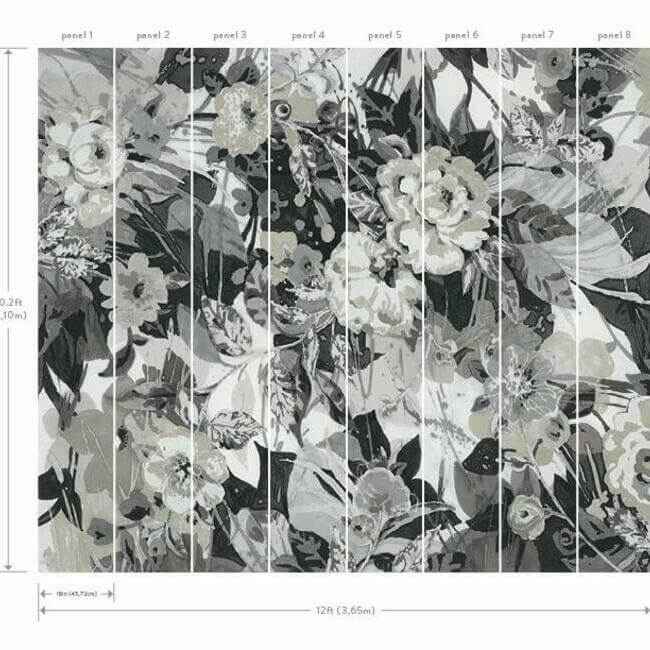 Pop Floral Wall Mural Neutral - York Wallcoverings - MU0218M - York Wallcoverings Wallpaper