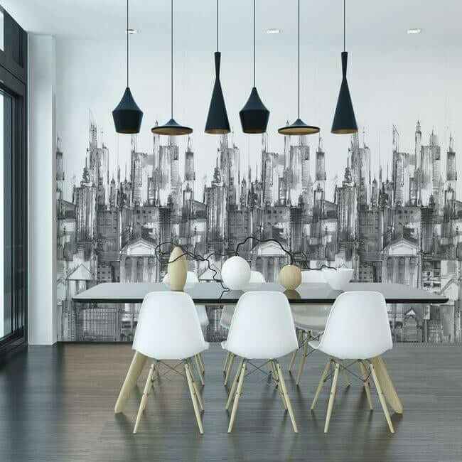 Cityscape Wall Mural Black - York Wallcoverings - MU0274M - York Wallcoverings Wallpaper