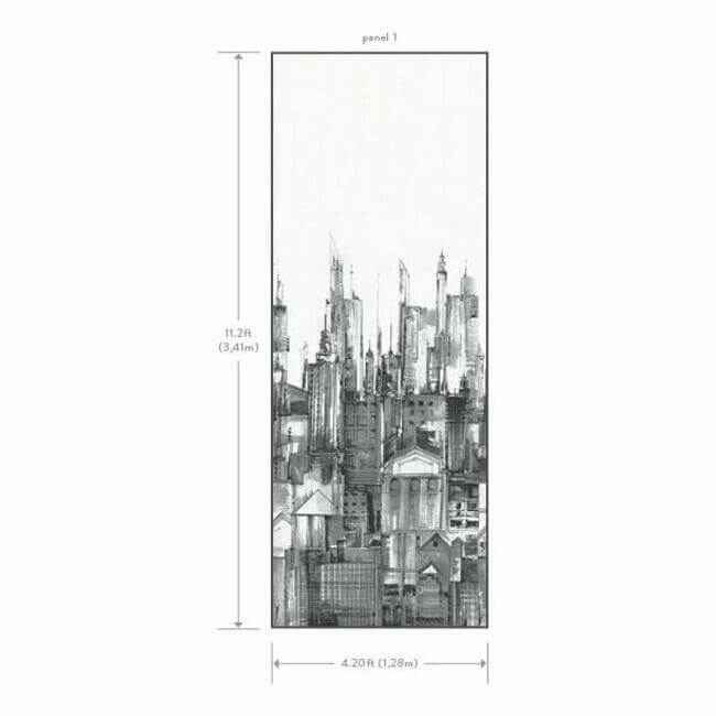 Cityscape Wall Mural Black - York Wallcoverings - MU0274M - York Wallcoverings Wallpaper