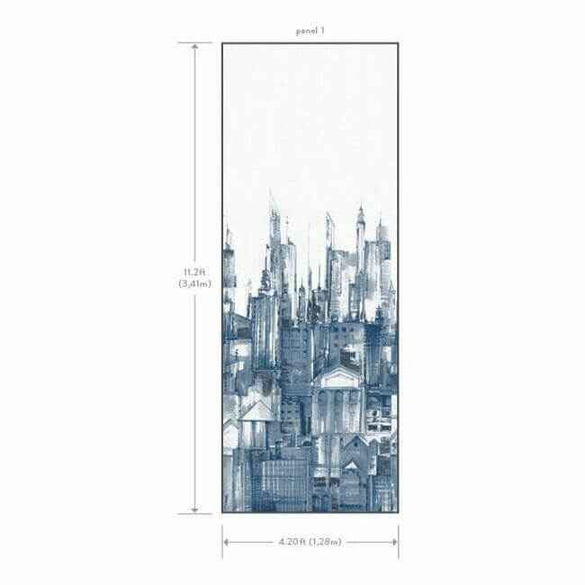 Cityscape Wall Mural Navy - York Wallcoverings - MU0275M - York Wallcoverings Wallpaper
