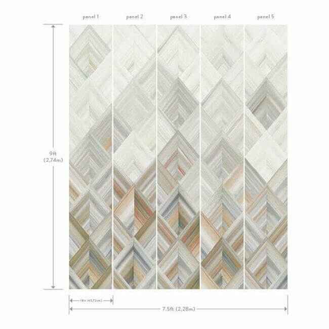 Diamond Parquet Wall Mural Orangegrey - York Wallcoverings - MU0215M - York Wallcoverings Wallpaper