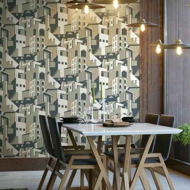Architectural over Architectural Beige & Grey Peel & Stick Wallpaper - York Wallcoverings - PSW1248RL - York Wallcoverings Wallpaper