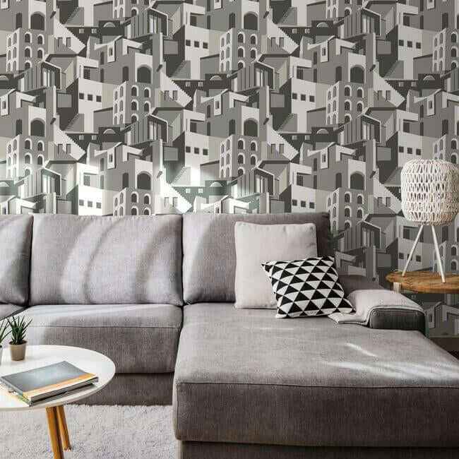 Arch Architectural Grey Peel & Stick Wallpaper - York Wallcoverings - PSW1247RL - York Wallcoverings Wallpaper