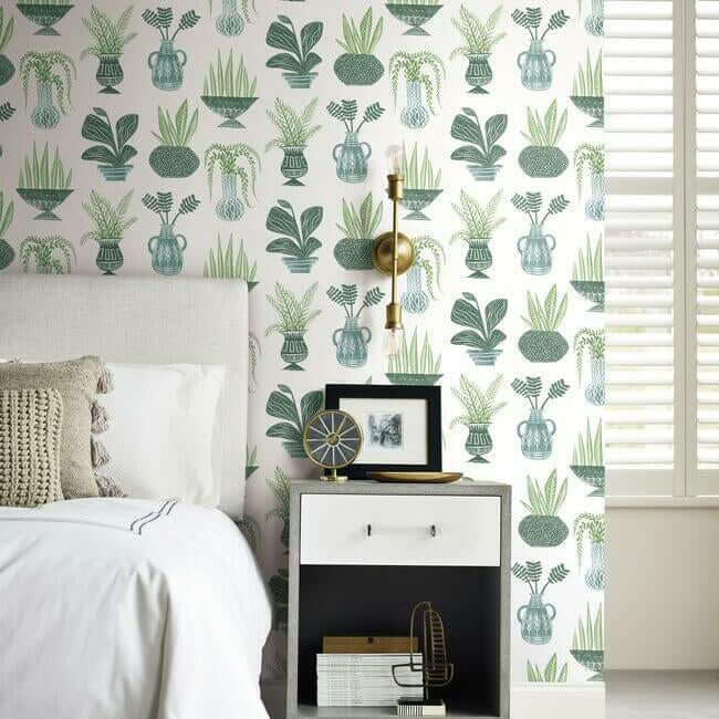 plant-party-green-peel-stick-wallpaper-york-wallcoverings-psw1249rl - York Wallcoverings Wallpaper