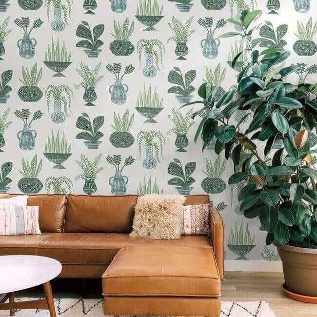 Plant Party Green Peel & Stick Wallpaper - York Wallcoverings - PSW1249RL
