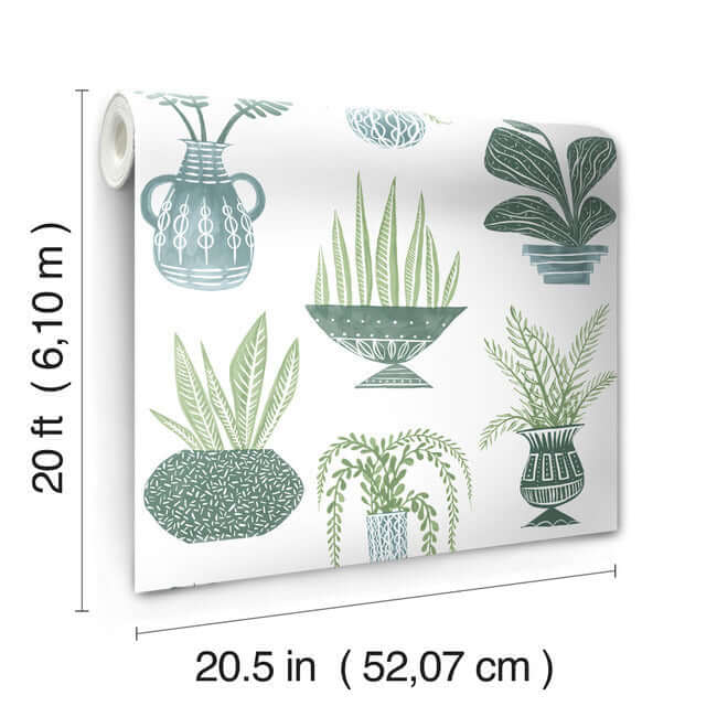 plant-party-green-peel-stick-wallpaper-york-wallcoverings-psw1249rl - York Wallcoverings Wallpaper