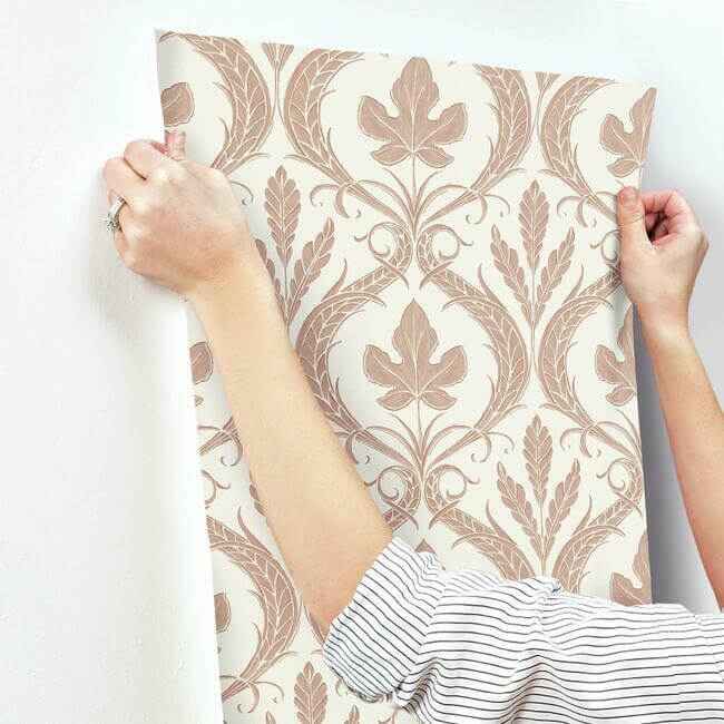 Adirondack Damask Brown & Beige Wallpaper - York Wallcoverings - DM4923 - York Wallcoverings Wallpaper