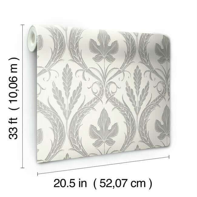 adirondack-damask-grey-beige-wallpaper-york-wallcoverings-dm4925 - York Wallcoverings Wallpaper