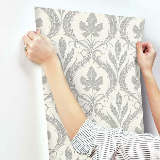 adirondack-damask-grey-beige-wallpaper-york-wallcoverings-dm4925 - York Wallcoverings Wallpaper