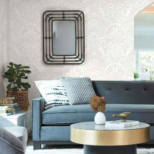 Egret Damask White & Cream Wallpaper - York Wallcoverings - BW3932 - York Wallcoverings Wallpaper