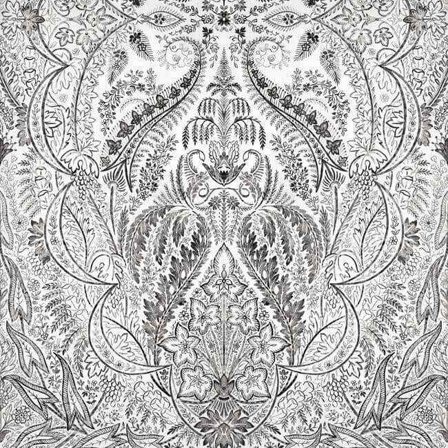 Jaipur Paisley Damas Black Wall Mural - York Wallcoverings - DM4911M - York Wallcoverings Wallpaper