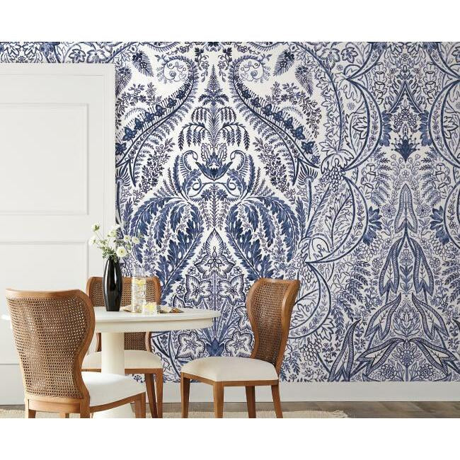 jaipur-paisley-damask-wall-mural-indigo-white-york-wallcoverings-dm4912m
