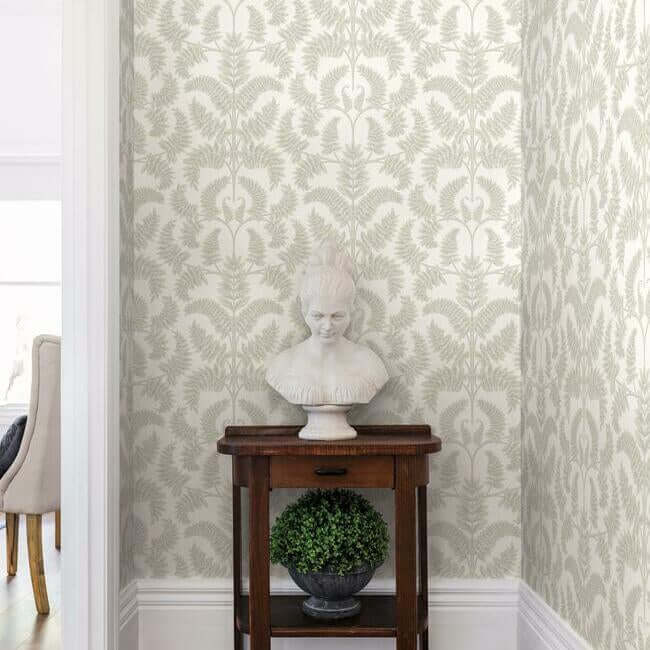 royal-fern-damask-wallpaper-beige-york-wallcoverings-dm4963 - York Wallcoverings Wallpaper