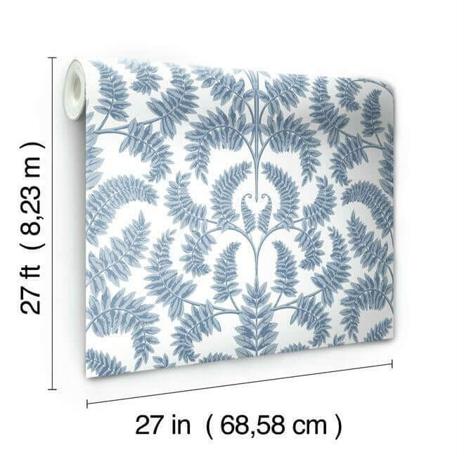 royal-fern-damask-blue-wallpaper-york-wallcoverings-dm4962 - York Wallcoverings Wallpaper