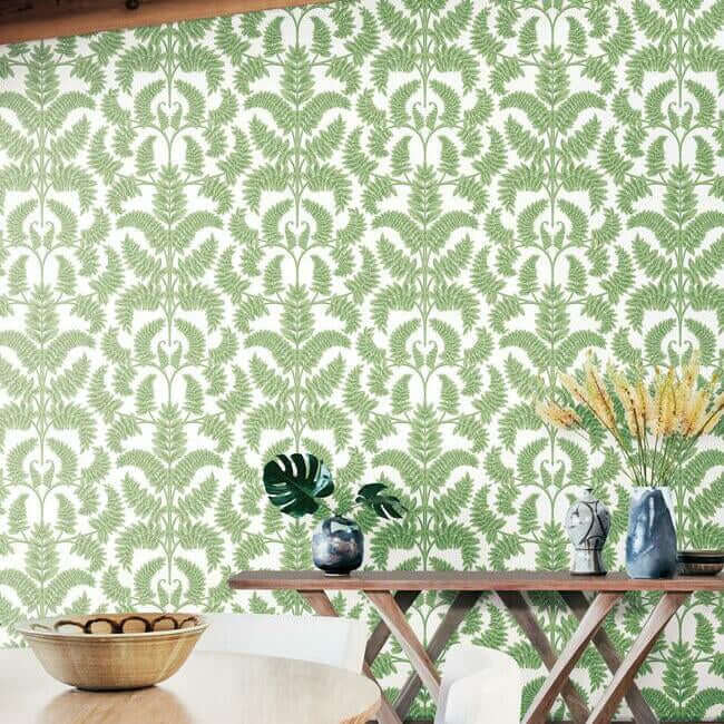 royal-fern-damask-green-wallpaper-york-wallcoverings-dm4961 - York Wallcoverings Wallpaper