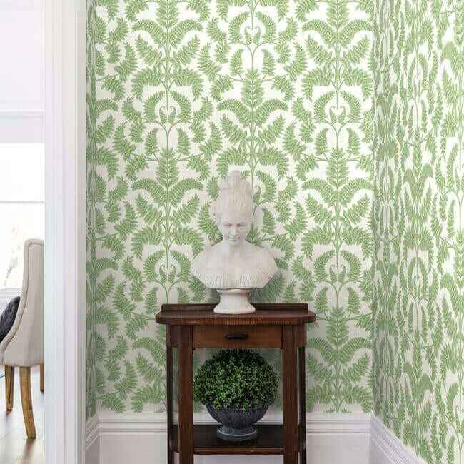 Royal Fern Damask Green Wallpaper - York Wallcoverings - DM4961 - York Wallcoverings Wallpaper