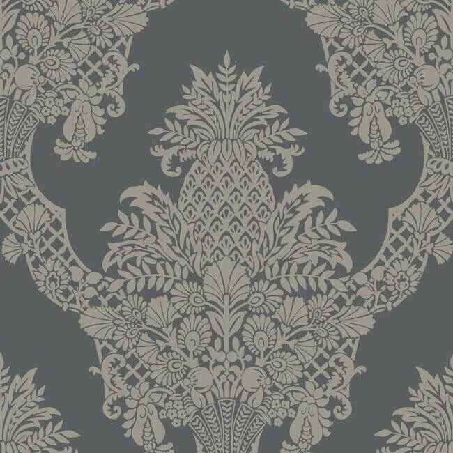 Pineapple Plantation Grey Wallpaper - York Wallcoverings - DM4975 - York Wallcoverings Wallpaper