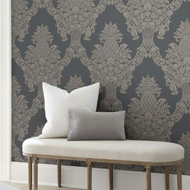 pineapple-plantation-grey-wallpaper-york-wallcoverings-dm4975 - York Wallcoverings Wallpaper