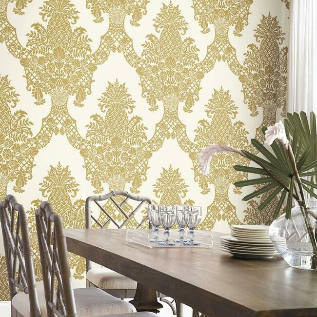 pineapple-wallpaper-gold-york-wallcoverings-dm4971