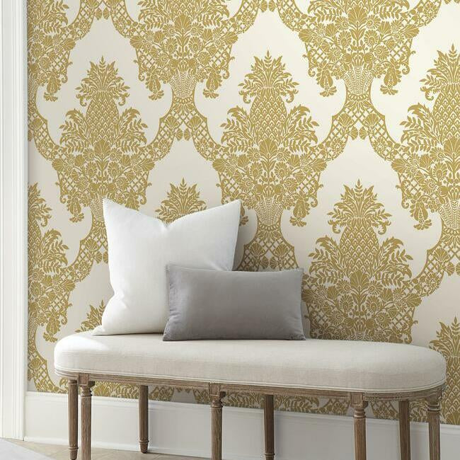 pineapple-wallpaper-gold-york-wallcoverings-dm4971