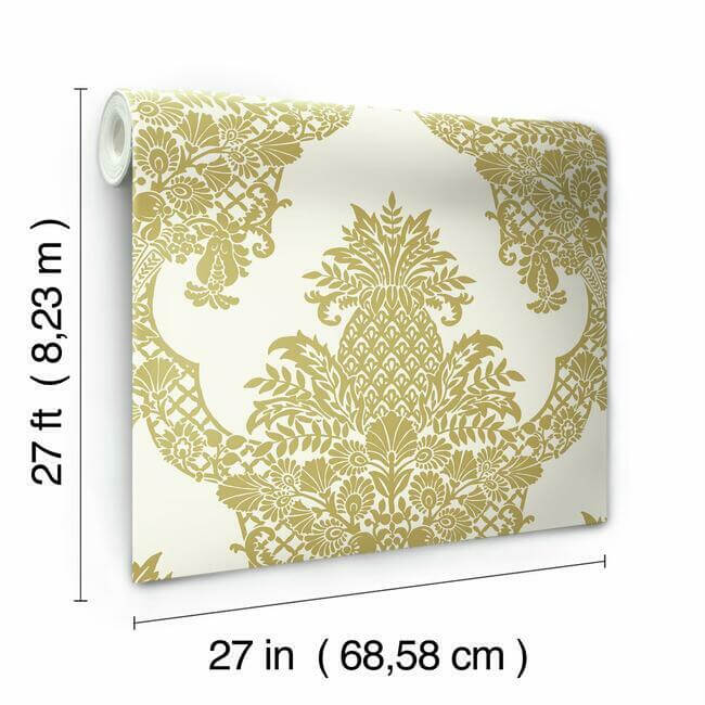 pineapple-wallpaper-gold-york-wallcoverings-dm4971 - York Wallcoverings Wallpaper