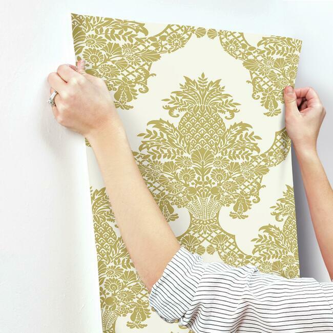 pineapple-wallpaper-gold-york-wallcoverings-dm4971