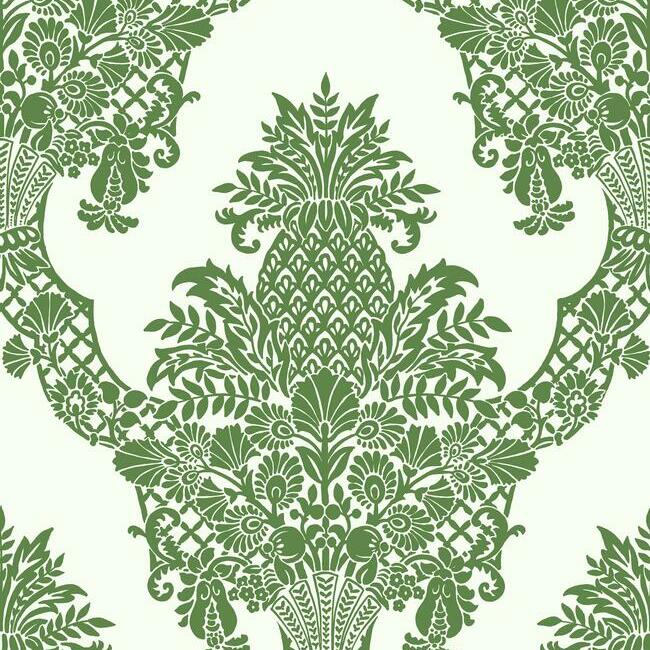 pineapple-wallpaper-green-white-york-wallcoverings-dm4976