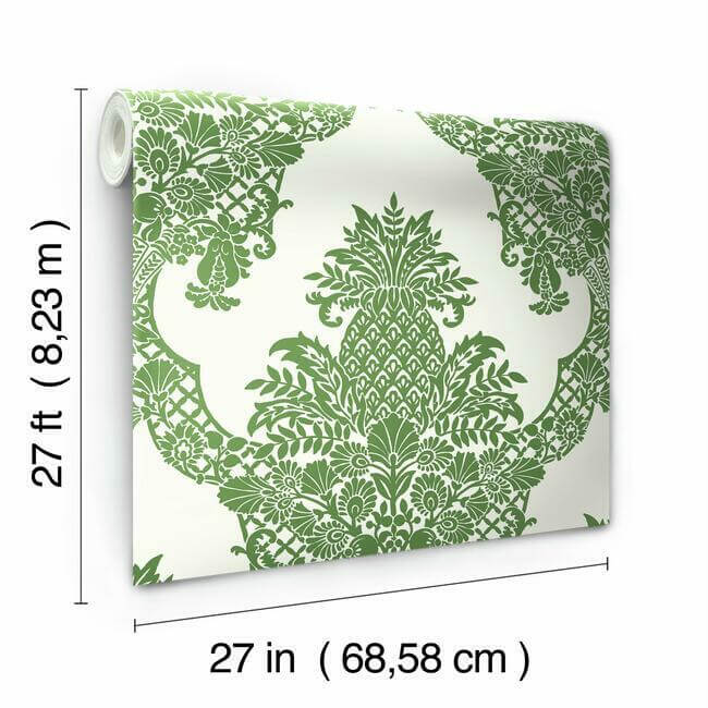 pineapple-wallpaper-greenwhite-york-wallcoverings-dm4976 - York Wallcoverings Wallpaper