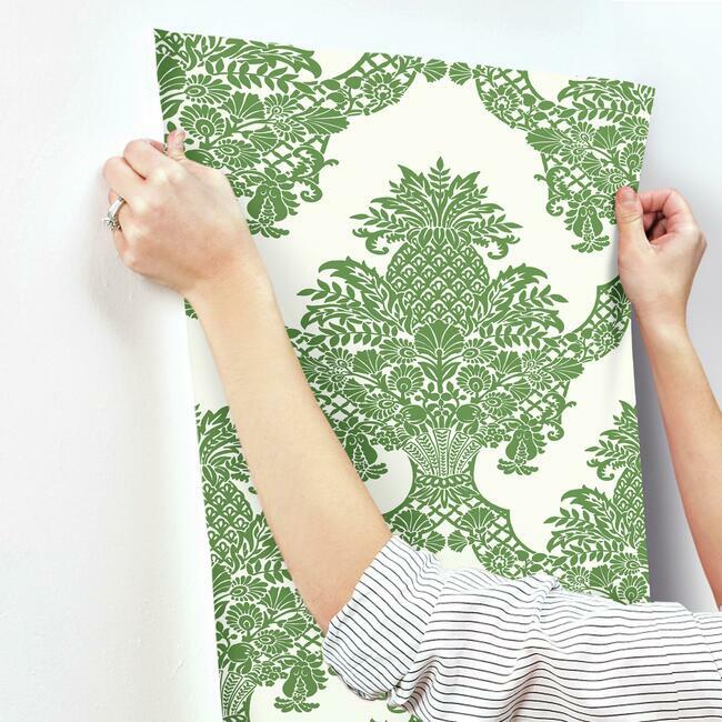 pineapple-wallpaper-green-white-york-wallcoverings-dm4976
