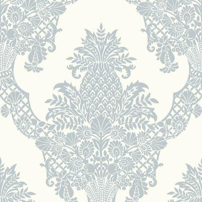 pineapple-plantation-periwinkle-white-wallpaper-york-wallcoverings-dm4974 - York Wallcoverings Wallpaper