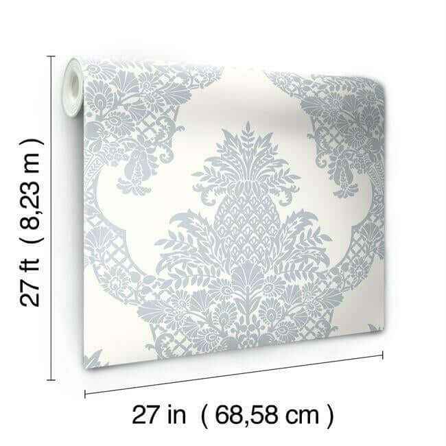 Pineapple Plantation Periwinkle & White Wallpaper - York Wallcoverings - DM4974 - York Wallcoverings Wallpaper