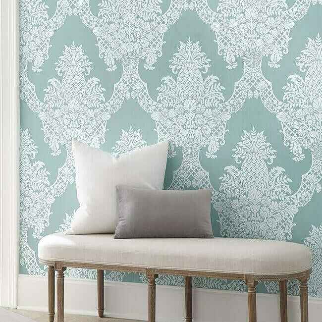 Pineapple Plantation Blue Wallpaper - York Wallcoverings - DM4973 - York Wallcoverings Wallpaper