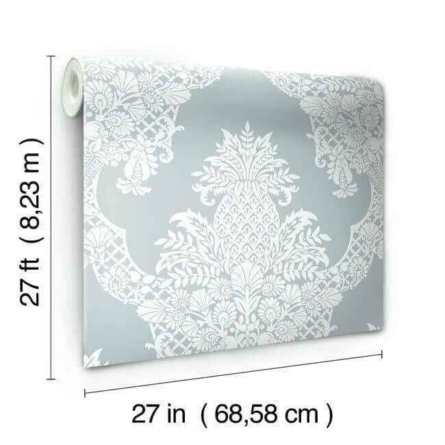 Pineapple Plantation Blue Wallpaper - York Wallcoverings - DM4973 - York Wallcoverings Wallpaper