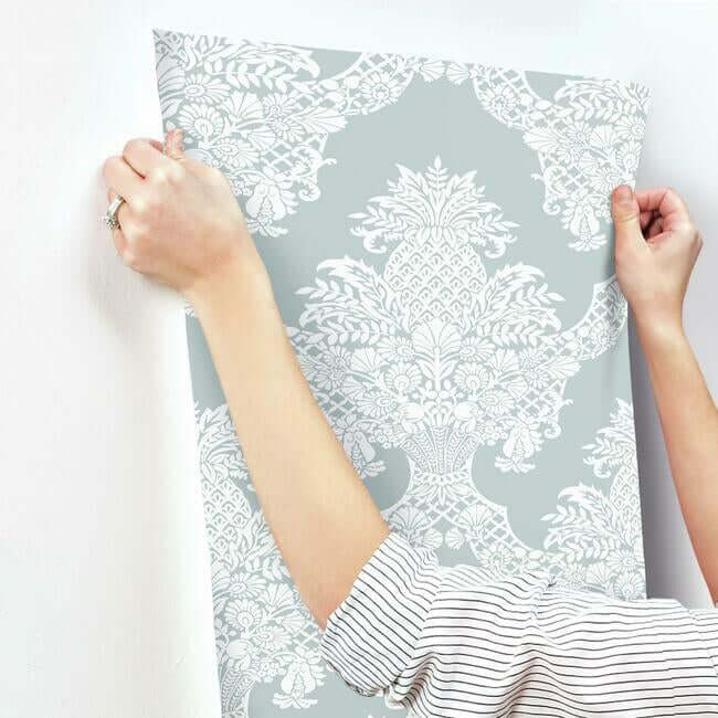 pineapple-plantation-blue-wallpaper-york-wallcoverings-dm4973 - York Wallcoverings Wallpaper