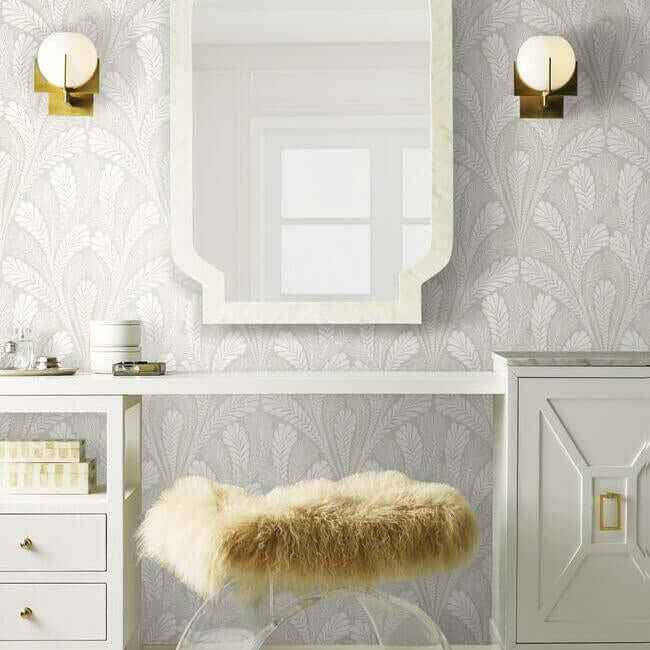 Shell Damask Grey Wallpaper - York Wallcoverings - DM5022 - York Wallcoverings Wallpaper