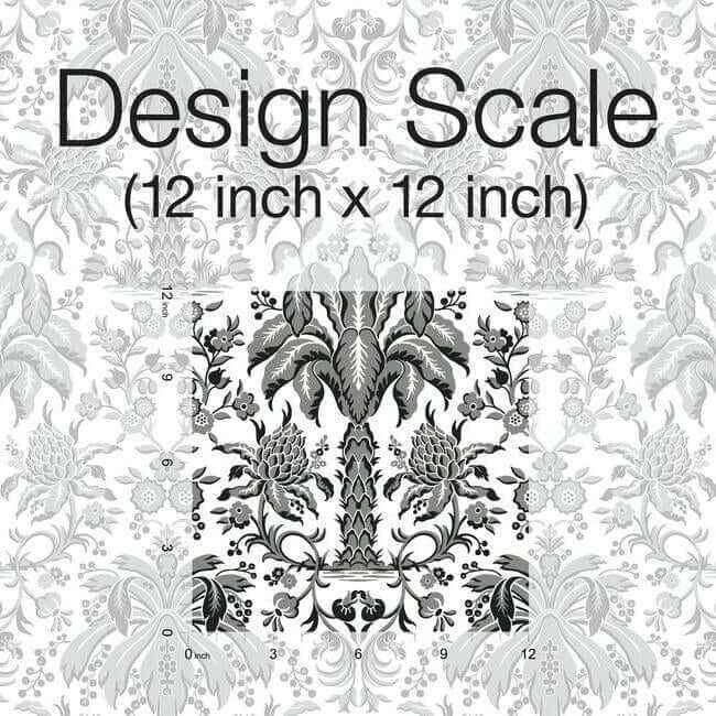 Palmetto Palm Damask Black Wallpaper - York Wallcoverings - DM5014 - York Wallcoverings Wallpaper