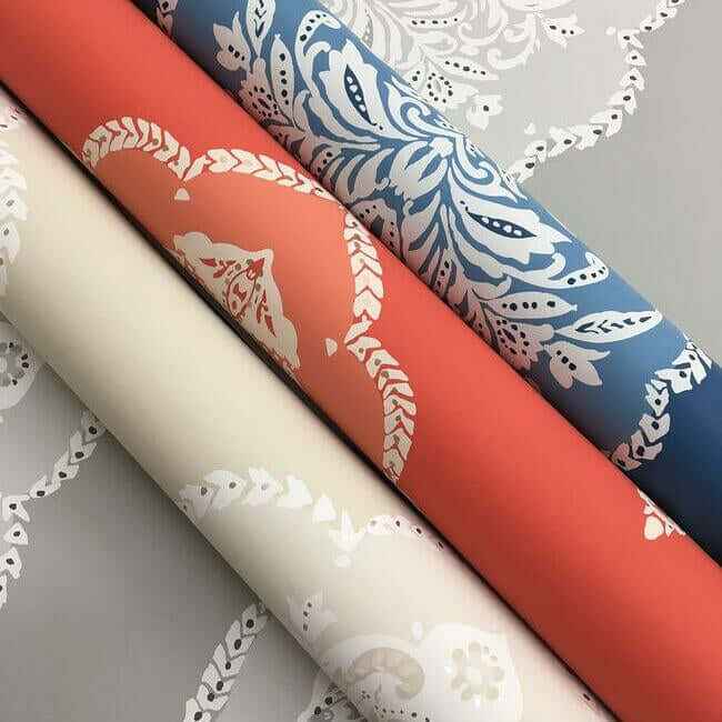 Signet Medallion Damask Blue Wallpaper - York Wallcoverings - DM4986 - York Wallcoverings Wallpaper