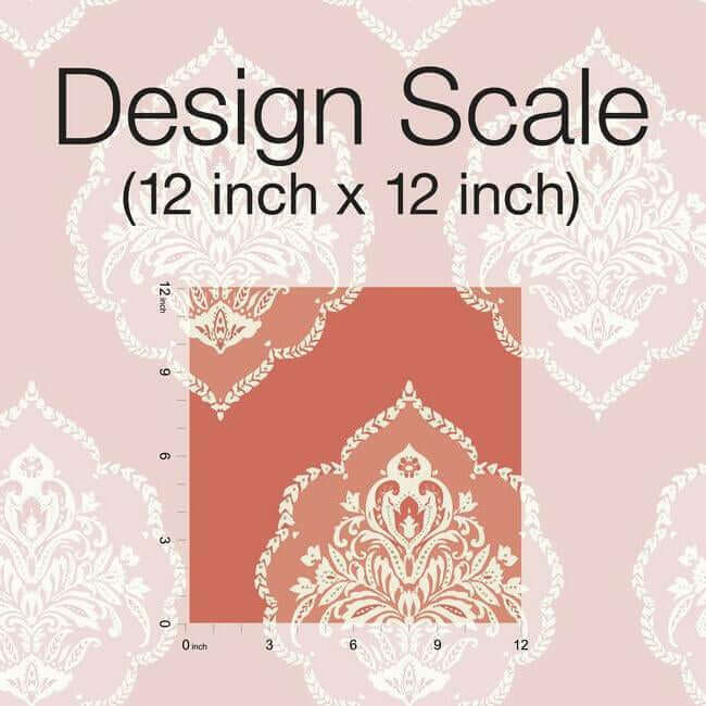 signet-medallion-damask-wallpaper-coral-york-wallcoverings-dm4981 - York Wallcoverings Wallpaper